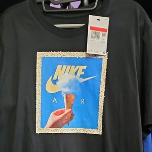 Nike Black T-Shirt with Blue and Gold Ice Cream Graphic